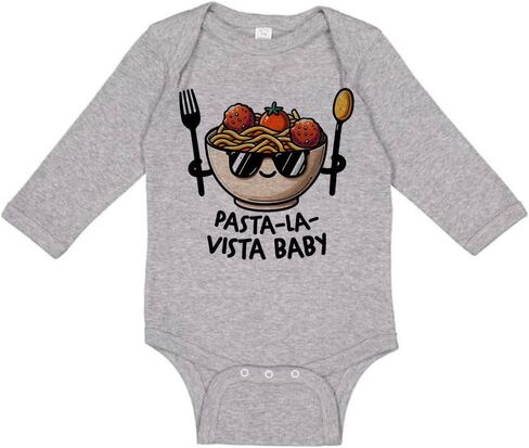 TATY Kids Pasta La Vista Baby Long Sleeve Baby Infant Bodysuit in Kuwait
