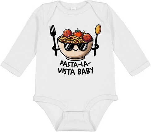 TATY Kids Pasta La Vista Baby Long Sleeve Baby Infant Bodysuit in Kuwait