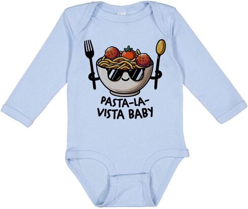 TATY Kids Pasta La Vista Baby Long Sleeve Baby Infant Bodysuit in Kuwait