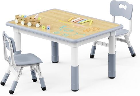 طاولة Brelley Kids ومجموعة كراسي ، ومكتب طفل قابل للتعديل 31.5 "L x 23.6" W ومجموعة كرسي ، سطح المكتب على الجدران ، الفصل الدراسي/الرعاية النهارية/المنزل ، طاولة الأطفال المتعددة للأعمار 2-8 in Kuwait