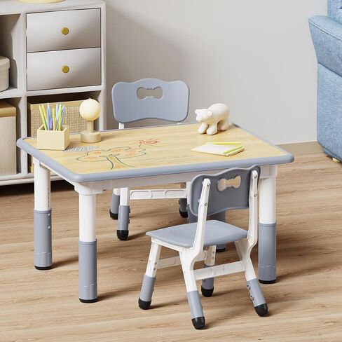 طاولة Brelley Kids ومجموعة كراسي ، ومكتب طفل قابل للتعديل 31.5 "L x 23.6" W ومجموعة كرسي ، سطح المكتب على الجدران ، الفصل الدراسي/الرعاية النهارية/المنزل ، طاولة الأطفال المتعددة للأعمار 2-8 in Kuwait