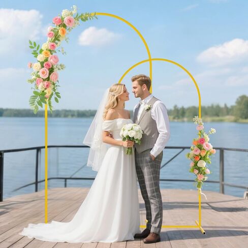 Fuhsy Metal Arch Backdrop Stand and Cover من 3 حواف معدنية مع المعادن مع غلاف خلفي القوس الأزرق الأزرق دندا 6 أقدام و 5 أقدام و 4 أقدام الإطارات قوس مستقرة للعرائس دش الطفل حفل عيد ميلاد الحفل in Kuwait