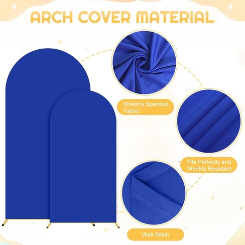 Fuhsy Metal Arch Backdrop Stand and Cover من 3 حواف معدنية مع المعادن مع غلاف خلفي القوس الأزرق الأزرق دندا 6 أقدام و 5 أقدام و 4 أقدام الإطارات قوس مستقرة للعرائس دش الطفل حفل عيد ميلاد الحفل in Kuwait