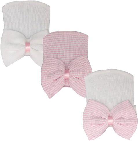 Newborn Baby Hospital Hat Infant Cap with Big Bow Soft Cute Knot Nursery Beanie in Saudi Arabia