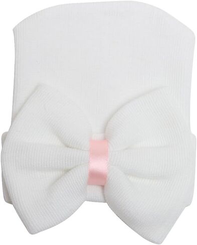 Newborn Baby Hospital Hat Infant Cap with Big Bow Soft Cute Knot Nursery Beanie in Saudi Arabia