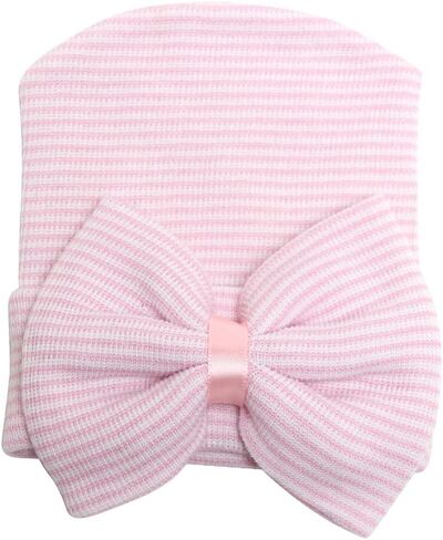 Newborn Baby Hospital Hat Infant Cap with Big Bow Soft Cute Knot Nursery Beanie in Saudi Arabia