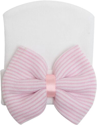 Newborn Baby Hospital Hat Infant Cap with Big Bow Soft Cute Knot Nursery Beanie in Saudi Arabia