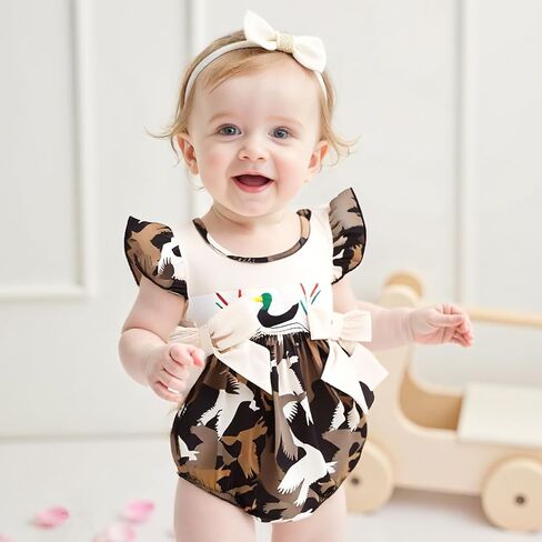 بطة صيد ملابس الأطفال الرضيع فتيات الأطفال مالارد بطة مطرزة بذرة كاموفيلاج فقاعة رومبير صيف الكشكشة in Kuwait