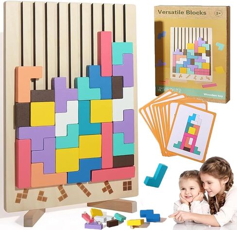 Wooden Stacking Puzzle Toy Tetris, 3D Wooden Tetris Puzzle Montessori Toy Art, Giant Tetris Board Game, Wood Stacking Blocks Stress Toys for Family Easter Activity, Home Decor (1Pcs) in Saudi Arabia