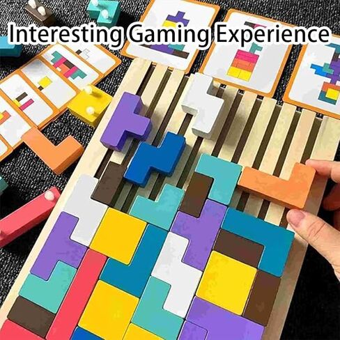 Wooden Stacking Puzzle Toy Tetris, 3D Wooden Tetris Puzzle Montessori Toy Art, Giant Tetris Board Game, Wood Stacking Blocks Stress Toys for Family Easter Activity, Home Decor (1Pcs) in Saudi Arabia