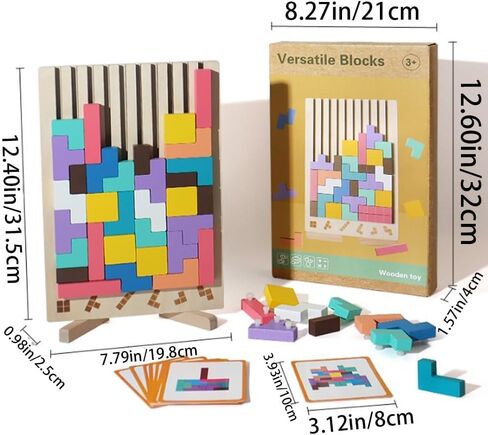Wooden Stacking Puzzle Toy Tetris, 3D Wooden Tetris Puzzle Montessori Toy Art, Giant Tetris Board Game, Wood Stacking Blocks Stress Toys for Family Easter Activity, Home Decor (1Pcs) in Saudi Arabia