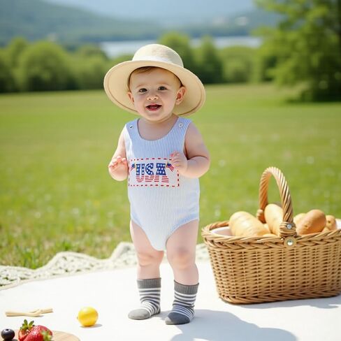 Newborn Baby Boy Girl 4th of July Outfit American Flag Sleeveless Romper Patriotic Bodysuit Fourth of July Outfit in Kuwait