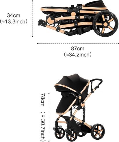 Nine point nine 2 in 1 Baby Stroller with Bassinet, Reversible Convertible Infant Bassinet Stroller of One-Click Folding, Newborn Travel Strollers Toddler Standard Pram Carriage (2US588-BG) in Saudi Arabia