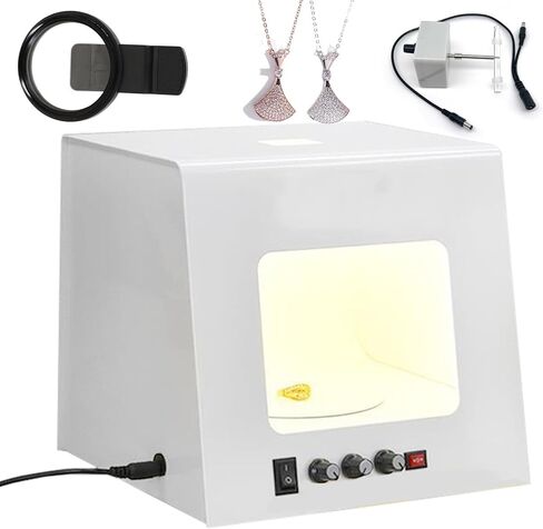 Mini Photo Studio Light Box Photography Portable Shooting Tent Kit Small Photo Light Box with 360° Electric Turntable and Hanging Bracket for Small Item Display,22cm in Saudi Arabia