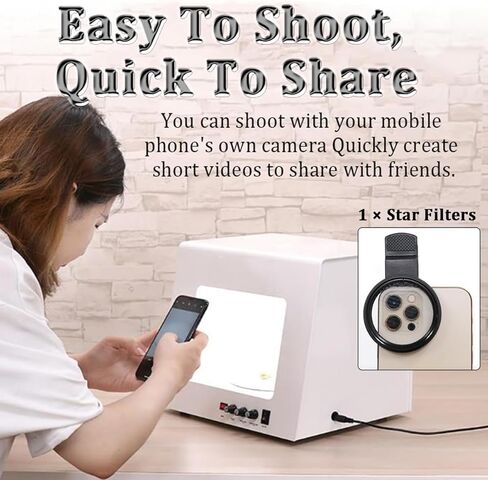 Mini Photo Studio Light Box Photography Portable Shooting Tent Kit Small Photo Light Box with 360° Electric Turntable and Hanging Bracket for Small Item Display,22cm in Saudi Arabia