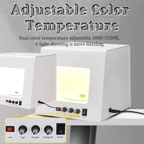 Mini Photo Studio Light Box Photography Portable Shooting Tent Kit Small Photo Light Box with 360° Electric Turntable and Hanging Bracket for Small Item Display,22cm in Saudi Arabia