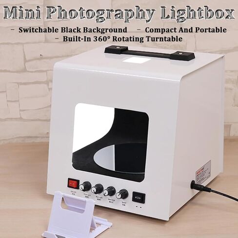Mini Photo Studio Light Box Photography Portable Shooting Tent Kit Small Photo Light Box with 360° Electric Turntable and Hanging Bracket for Small Item Display,22cm in Saudi Arabia