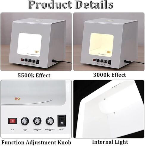 Mini Photo Studio Light Box Photography Portable Shooting Tent Kit Small Photo Light Box with 360° Electric Turntable and Hanging Bracket for Small Item Display,22cm in Saudi Arabia