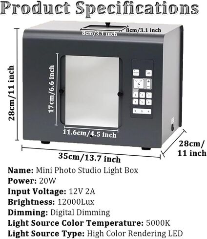 Portable Photo Studio Mini Foldible Shooting Tent - تصوير مربع الضوء للكاميرا (غير متضمن) إطلاق النار ، 6 أوضاع مصدر للضوء ، 5500K قابلة للتعديل ، م ، م. in Kuwait