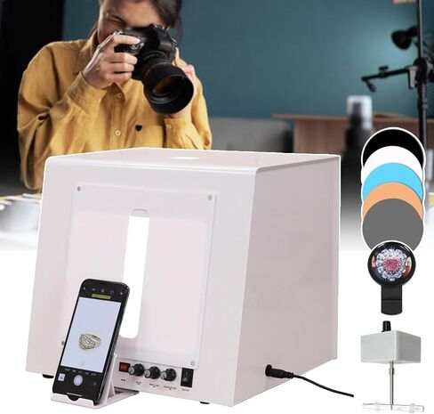 Photography Tent Kit with 360 Electric Turntable/3000-5500k Dimmable Light, Jewelry Photography Studio Light Box Jewelry with Black Background (TB30) in Saudi Arabia