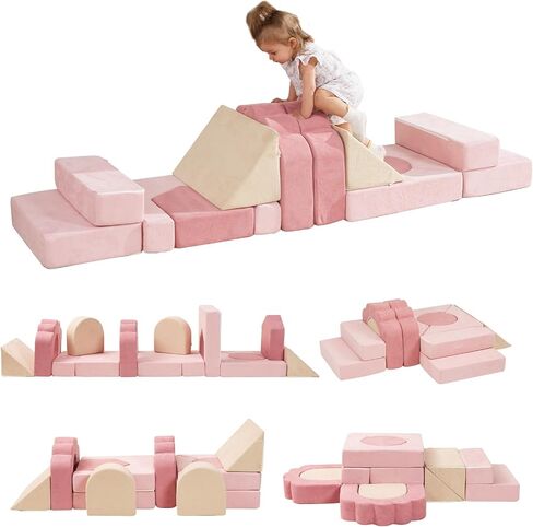 Foam Climbing Toys for Toddlers, 13pcs Soft Play Climbing Blocks | Climb and Crawl Activity Playset, Indoor Crawling Sliding Toys, High-Density Foam Play Structures for Playroom,Washable Cover in Saudi Arabia