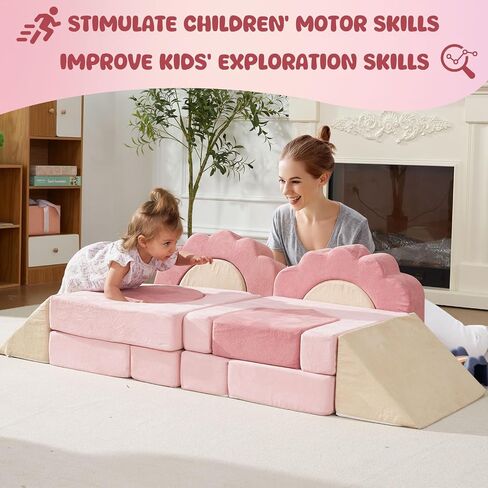 Foam Climbing Toys for Toddlers, 13pcs Soft Play Climbing Blocks | Climb and Crawl Activity Playset, Indoor Crawling Sliding Toys, High-Density Foam Play Structures for Playroom,Washable Cover in Saudi Arabia