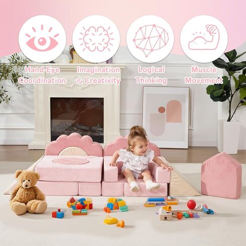 Foam Climbing Toys for Toddlers, 13pcs Soft Play Climbing Blocks | Climb and Crawl Activity Playset, Indoor Crawling Sliding Toys, High-Density Foam Play Structures for Playroom,Washable Cover in Saudi Arabia