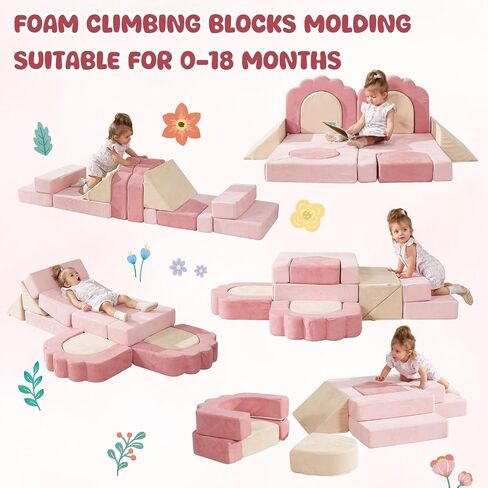 Foam Climbing Toys for Toddlers, 13pcs Soft Play Climbing Blocks | Climb and Crawl Activity Playset, Indoor Crawling Sliding Toys, High-Density Foam Play Structures for Playroom,Washable Cover in Saudi Arabia
