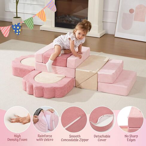 Foam Climbing Toys for Toddlers, 13pcs Soft Play Climbing Blocks | Climb and Crawl Activity Playset, Indoor Crawling Sliding Toys, High-Density Foam Play Structures for Playroom,Washable Cover in Saudi Arabia