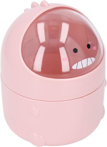 Mini Desktop Trash Can Baby Dinosaur Design Large Mouth Detachable Nonslip Plastic Trash Can for Home Office Bedroom (Pink Baby Dinosaur) in Saudi Arabia