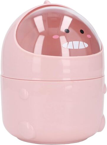 Mini Desktop Trash Can Baby Dinosaur Design Large Mouth Detachable Nonslip Plastic Trash Can for Home Office Bedroom (Pink Baby Dinosaur) in Saudi Arabia