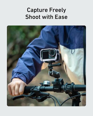TELESIN 54g Ultra-Light Camera Cage for DJI Action 5 Pro Action 4 Action 3, Protective Cage Video Rig with Cold Shoe, 1/4" Thread, Shutter Button, Magnetic Quick Release Connector (Ice Blue-Gray​​) in Saudi Arabia