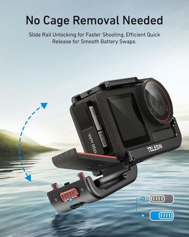 TELESIN 54G قفص كاميرا خفيفة للغاية لـ DJI ACTION 5 PRO ACTION 4 ACTION 3 ، منصة فيديو واقية مع حذاء بارد ، مؤشر ترابط 1/4 بوصة ، زر مصراع ، موصل التحرير السريع المغناطيسي (الجليد الأزرق الرمادي) in Saudi Arabia