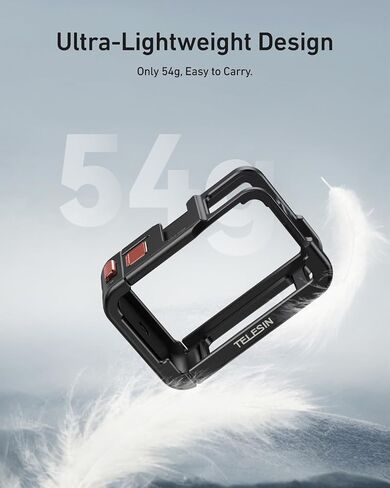 TELESIN 54G قفص كاميرا خفيفة للغاية لـ DJI ACTION 5 PRO ACTION 4 ACTION 3 ، منصة فيديو واقية مع حذاء بارد ، مؤشر ترابط 1/4 بوصة ، زر مصراع ، موصل التحرير السريع المغناطيسي (الجليد الأزرق الرمادي) in Saudi Arabia