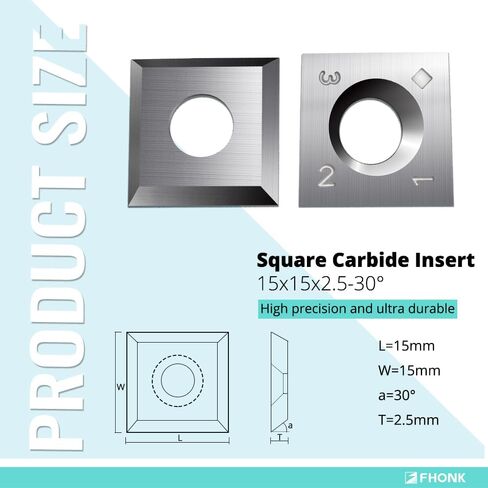 15mm Square Straight Carbide Cutters, for Woodturning Replacement Cutter Knives, Fits Spiral, Helical Planer Cutter, Wood Lathe Turning Tool, 10-Piece (15x15x2.5-30°) in Saudi Arabia