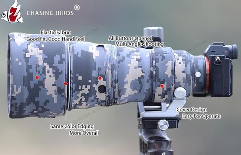 مطاردة الطيور المموهة معطف العدسة المقاومة للماء لـ Sony Fe 300mm F2.8 GM OSS RANPROOP LENS SOVER (كلاسيكي أسود) in Kuwait