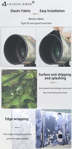مطاردة الطيور المموهة معطف العدسة المقاومة للماء لـ Sony Fe 300mm F2.8 GM OSS RANPROOP LENS SOVER (كلاسيكي أسود) in Kuwait