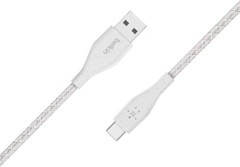 Belkin DuraTek Plus USB C to USB Cable - USB-A Cable W/ Leather Strap - Ultra-Strong Charging Cable W/ Flexible Insulation - Compatible W/ iPads, Samsung Galaxy, Google Pixel & More - 4ft (Black) in Saudi Arabia