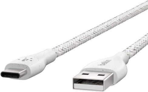 Belkin DuraTek Plus USB C to USB Cable - USB-A Cable W/ Leather Strap - Ultra-Strong Charging Cable W/ Flexible Insulation - Compatible W/ iPads, Samsung Galaxy, Google Pixel & More - 4ft (Black) in Saudi Arabia