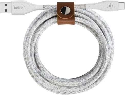 Belkin DuraTek Plus USB C to USB Cable - USB-A Cable W/ Leather Strap - Ultra-Strong Charging Cable W/ Flexible Insulation - Compatible W/ iPads, Samsung Galaxy, Google Pixel & More - 4ft (Black) in Saudi Arabia