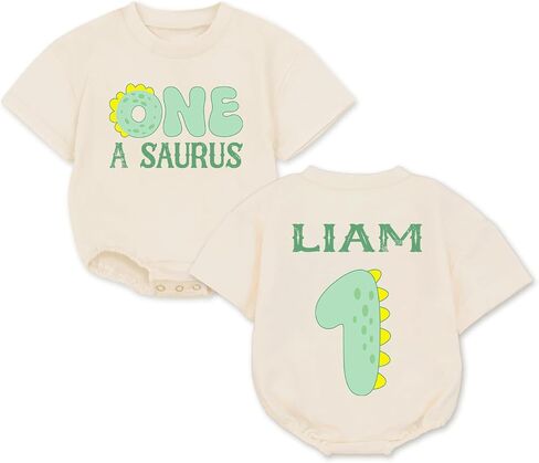 Custom Oneasaurus Birthday Romper Boy, Dinosaur First Birthday Outfit, First Birthday Outfit Boy, Saurus in Saudi Arabia