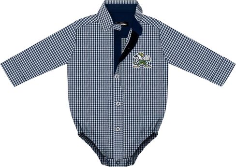 Creative Knitwear College Baby Infant Bodysuit - Gingham Long-Sleeve Button Up, Team Logo, for Boys (0-9 Months) in Kuwait