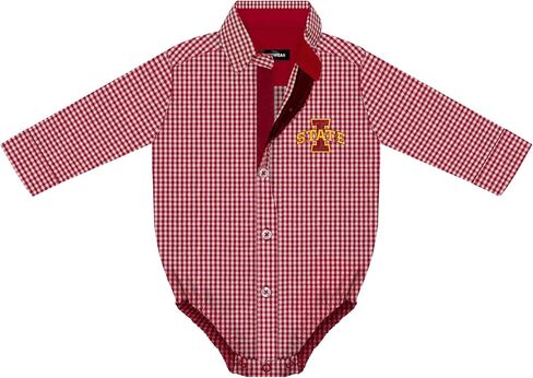 Creative Knitwear College Baby Infant Bodysuit - Gingham Long-Sleeve Button Up, Team Logo, for Boys (0-9 Months) in Kuwait