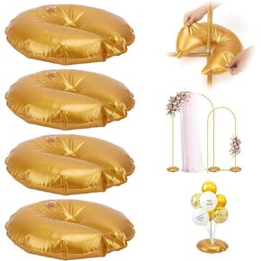 4 Pieces Golden Water Bag for Arch Stands Base, Heavy Weight Water Bag for Wedding Birthday Party Arch Backdrop Stand, Metal Arch Frame Base, Water Fillable Base