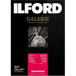 Ilford Galerie 13x19 "(25 ورقة) صورة ساتان مع سطح بريق ، ورق أرشيف جاف ، ورقة حبر الحبر 10mil / 260gsm لطابعات حبر الصباغ والحبر ، المصنوعة في ألمانيا