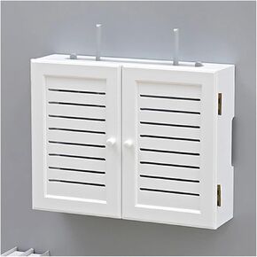 Router Storage Box，WiFi Router Storage Box, Power Strip Protector Hider,Large Capacity WiFi Storage Cabinet,Decorative Floating Shelf,Blinds Decoration(Brown,36x9.5x28cm)