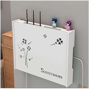 WiFi Router Shelf Creative TV Set-top Box, Wall-Mounted Wireless Router Storage Box(C,L)