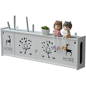Router Storage Box,Wall Mount WiFi Router Storage Box Cabinet with Seamless Nails Decorative Storage Rack for Bedroom, Living Room Routers