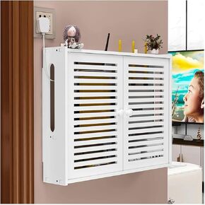 Router Storage Box，WiFi Router Storage Box, Small Shutter WiFi Storage Box, Wall Mount WiFi Router Storage Box, Router Modem Wall Mount(42x10x31cm)
