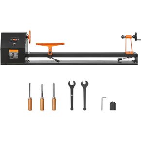Happybuy Tabletop Wood Lathe, Dimensions 14x40 inches, Motor Power 0.5 HP 370W, Features Variable Speeds 885/1245/1715/2425 RPM